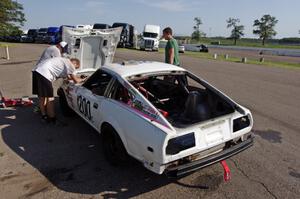 Team My Fairlady Nissan 280ZX spent most of the race behind pit wall.