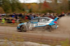 David Higgins / Craig Drew Subaru WRX STi comes through the SS1 (Green Acres I) spectator area.