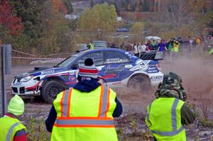 Adam Yeoman / Jordan Schulze Subaru WRX STi comes through the SS1 (Green Acres I) spectator area.