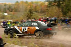 Jake Marsack / Dane Marsack Subaru WRX comes through the SS1 (Green Acres I) spectator area.