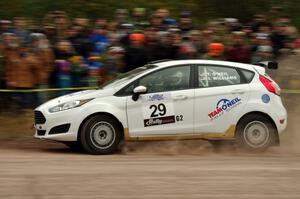 Tim O'Neil / Ian Williams Ford Fiesta R2 comes through the SS1 (Green Acres I) spectator area.