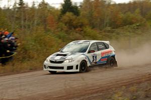 Jeffrey Reamer / Jeremy Jankowske Subaru WRX STi comes through the SS1 (Green Acres I) spectator area.