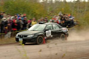 Kristofer Yahner / Tony Benusa Subaru Impreza comes through the SS1 (Green Acres I) spectator area.