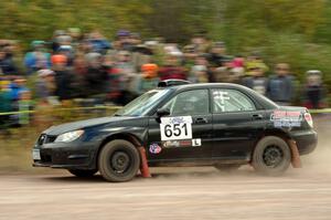 Kristofer Yahner / Tony Benusa Subaru Impreza comes through the SS1 (Green Acres I) spectator area.