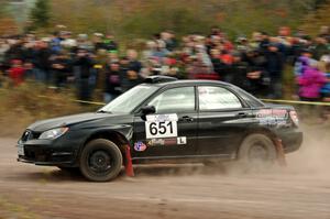 Kristofer Yahner / Tony Benusa Subaru Impreza comes through the SS1 (Green Acres I) spectator area.