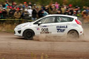 Justin Kollien / Daniel Garant Ford Fiesta R1 comes through the SS1 (Green Acres I) spectator area.