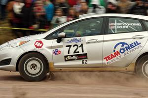Keanna Erickson-Chang / Ole Holter Ford Fiesta R1 comes through the SS1 (Green Acres I) spectator area.