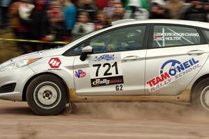 Keanna Erickson-Chang / Ole Holter Ford Fiesta R1 comes through the SS1 (Green Acres I) spectator area.