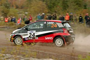 Tracey Gardiner / Tracy Manspeaker Toyota Yaris comes through the SS1 (Green Acres I) spectator area.