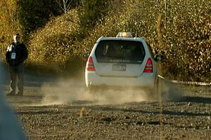 J.B. and Brenda Lewis' Subaru Forester, Car '00', comes through the SS15 (Green Acres II) spectator area.