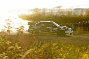 Adam Yeoman / Jordan Schulze Subaru WRX STi comes through the SS15 (Green Acres II) spectator area.