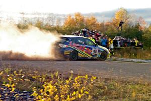 Lauchlin O'Sullivan / Scott Putnam Subaru WRX STi comes through the SS15 (Green Acres II) spectator area.