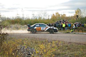 Jake Marsack / Dane Marsack Subaru WRX comes through the SS15 (Green Acres II) spectator area.