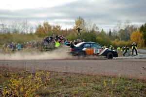 Jake Marsack / Dane Marsack Subaru WRX comes through the SS15 (Green Acres II) spectator area.