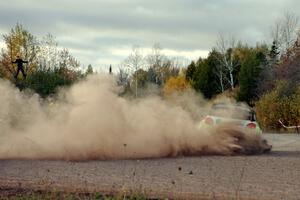 Arkadiusz Gruszka / Lukasz Wronski Mitsubishi Mirage RS comes through the SS15 (Green Acres II) spectator area.