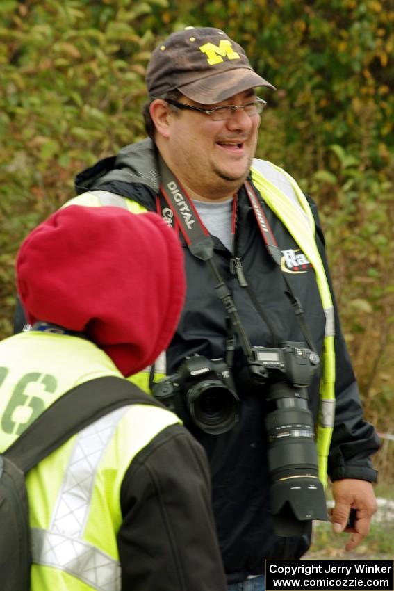 Rally-America photographer Scott Rains at the SS1 (Green Acres I) spectator area.