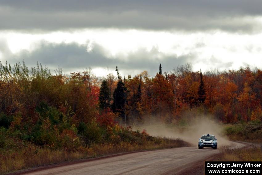 David Higgins / Craig Drew Subaru WRX STi comes through the SS1 (Green Acres I) spectator area.