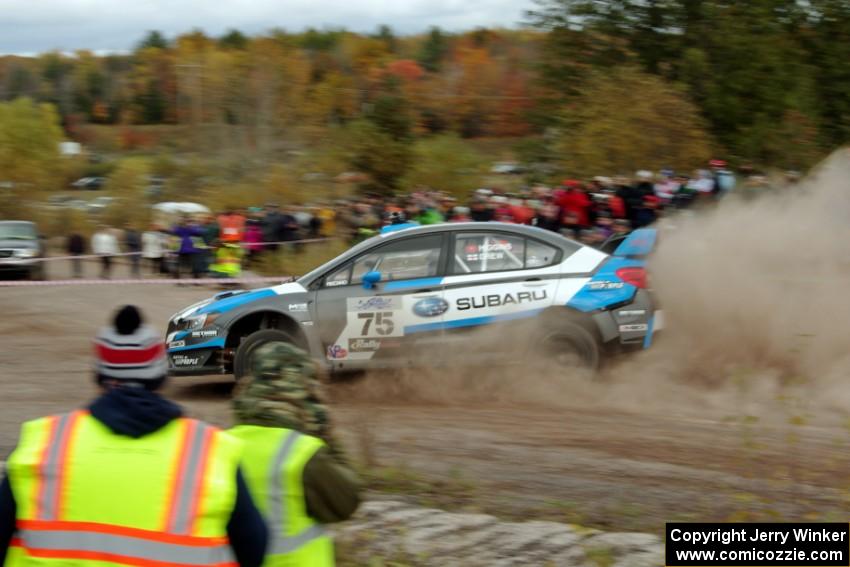 David Higgins / Craig Drew Subaru WRX STi comes through the SS1 (Green Acres I) spectator area.