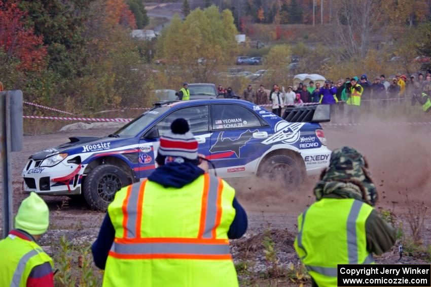 Adam Yeoman / Jordan Schulze Subaru WRX STi comes through the SS1 (Green Acres I) spectator area.