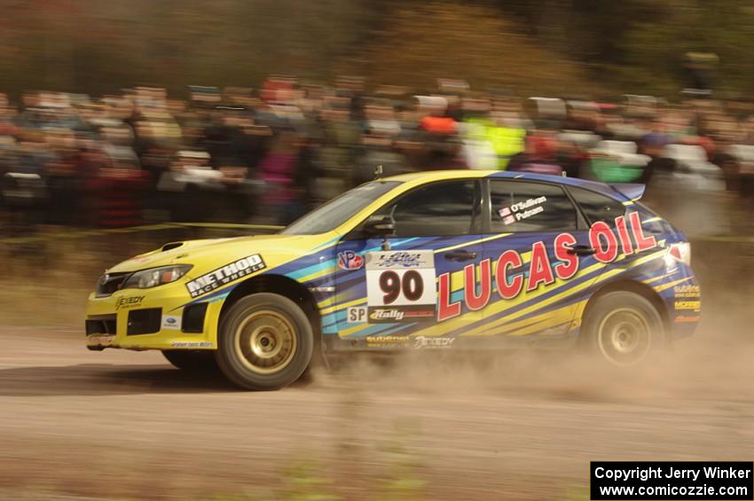 Lauchlin O'Sullivan / Scott Putnam Subaru WRX STi comes through the SS1 (Green Acres I) spectator area.