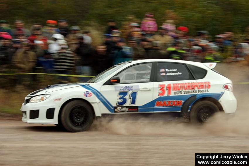 Jeffrey Reamer / Jeremy Jankowske Subaru WRX STi comes through the SS1 (Green Acres I) spectator area.