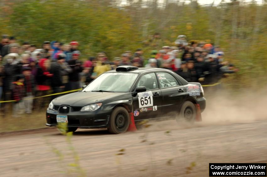 Kristofer Yahner / Tony Benusa Subaru Impreza comes through the SS1 (Green Acres I) spectator area.