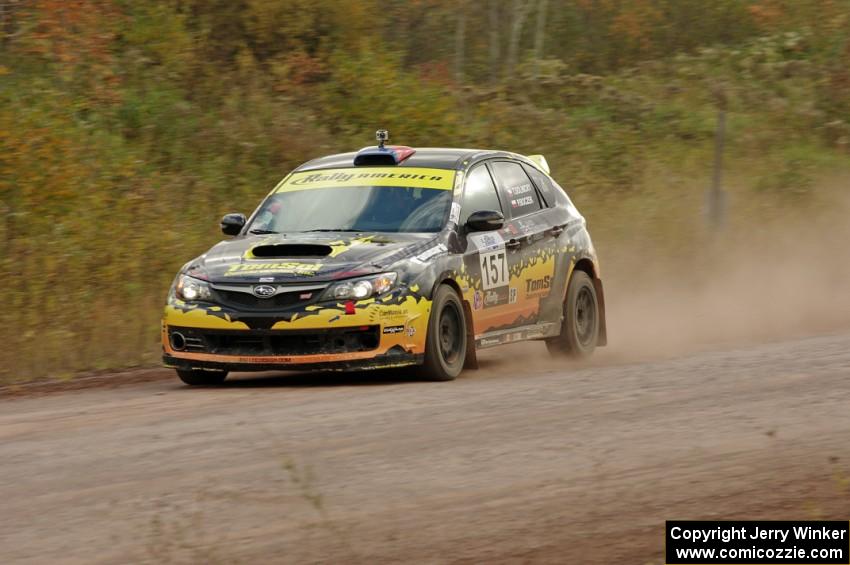 Tomas Solnicky / Piotr Boczek Subaru WRX STi comes through the SS1 (Green Acres I) spectator area.