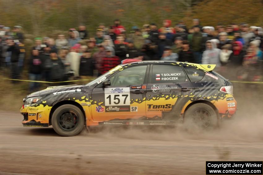 Tomas Solnicky / Piotr Boczek Subaru WRX STi comes through the SS1 (Green Acres I) spectator area.