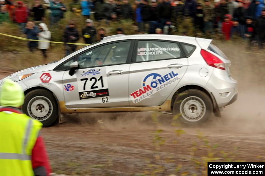 Keanna Erickson-Chang / Ole Holter Ford Fiesta R1 comes through the SS1 (Green Acres I) spectator area.