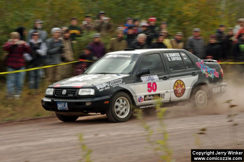 Al Dantes, Jr. / Brandon Snyder VW Jetta comes through the SS1 (Green Acres I) spectator area.