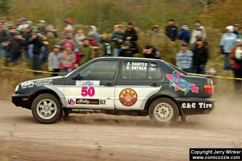 Al Dantes, Jr. / Brandon Snyder VW Jetta comes through the SS1 (Green Acres I) spectator area.