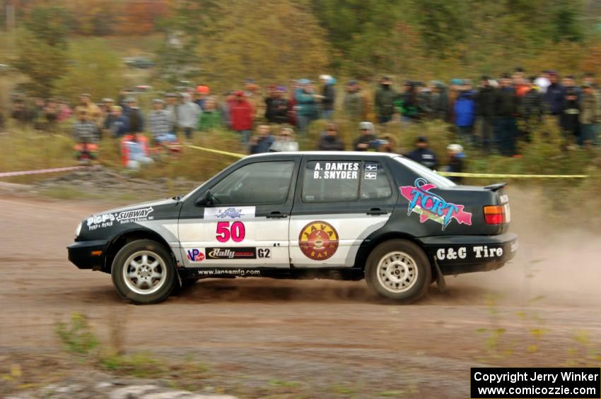 Al Dantes, Jr. / Brandon Snyder VW Jetta comes through the SS1 (Green Acres I) spectator area.