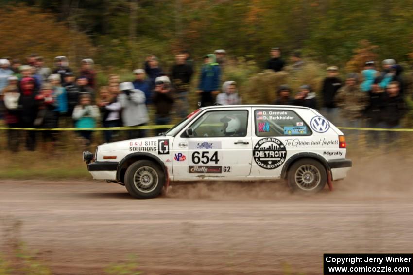 Dave Grenwis / Drew Burkholder VW GTI comes through the SS1 (Green Acres I) spectator area.