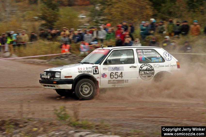 Dave Grenwis / Drew Burkholder VW GTI comes through the SS1 (Green Acres I) spectator area.
