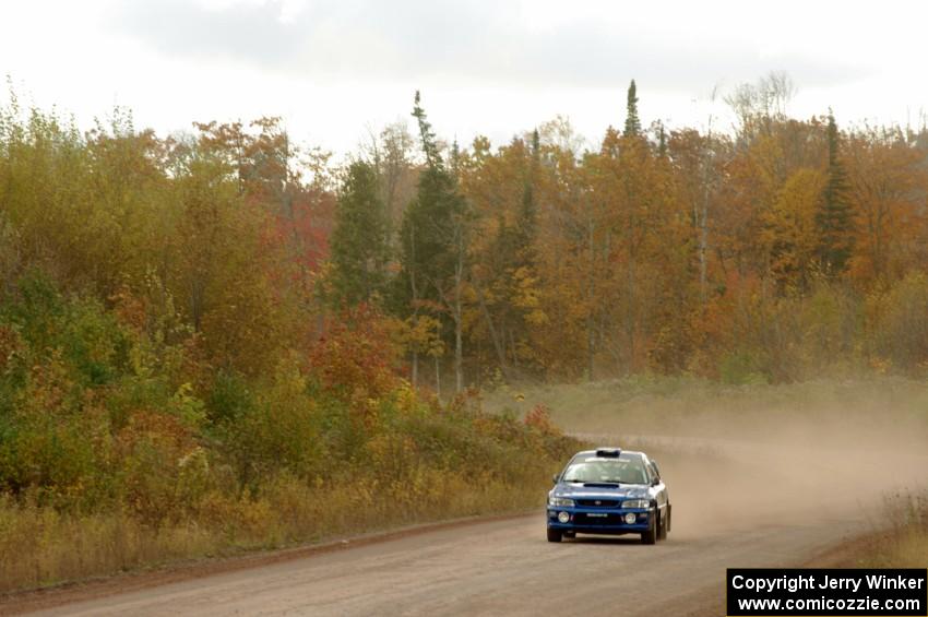 Nate Ellis / Steven Phillips Subaru Impreza 2.5RS comes through the SS1 (Green Acres I) spectator area.