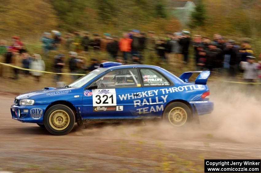 Nate Ellis / Steven Phillips Subaru Impreza 2.5RS comes through the SS1 (Green Acres I) spectator area.