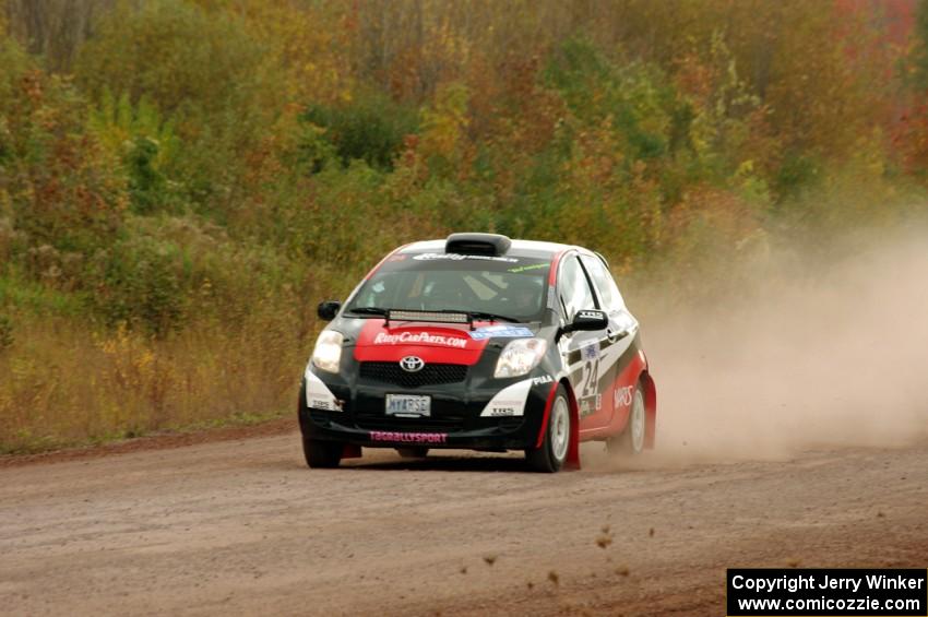 Tracey Gardiner / Tracy Manspeaker Toyota Yaris comes through the SS1 (Green Acres I) spectator area.