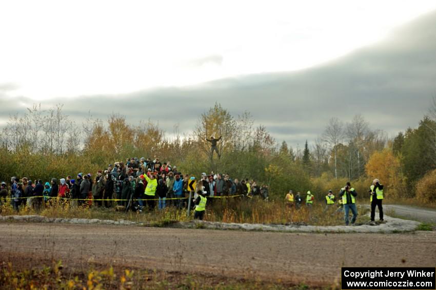 Spectators and media at the SS15 (Green Acres II) spectator area.