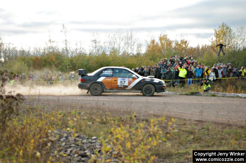 Jake Marsack / Dane Marsack Subaru WRX comes through the SS15 (Green Acres II) spectator area.