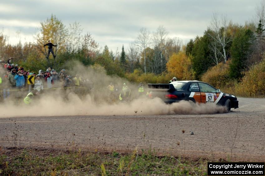 Jake Marsack / Dane Marsack Subaru WRX comes through the SS15 (Green Acres II) spectator area.