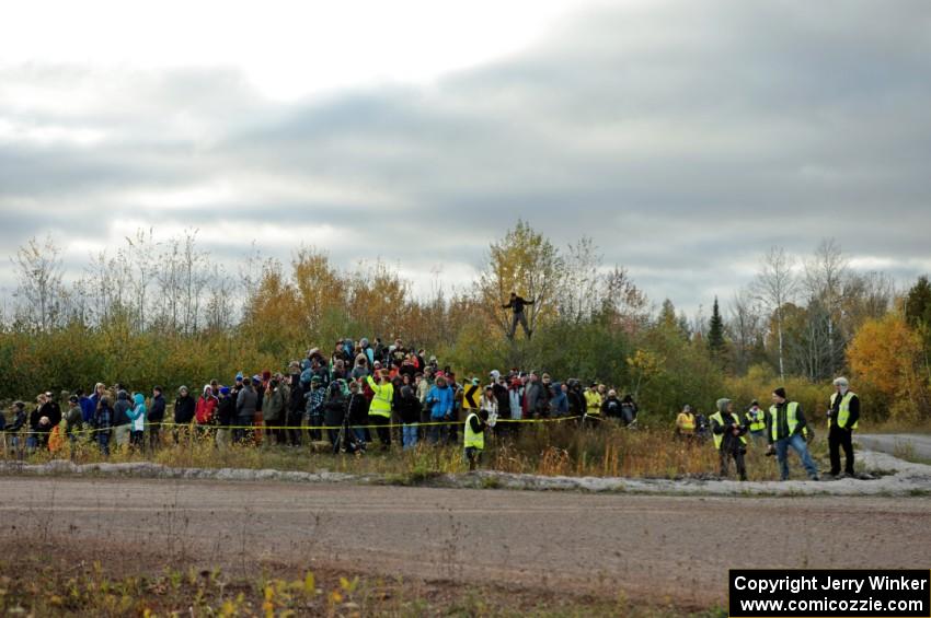 Spectators and media at the SS15 (Green Acres II) spectator area.