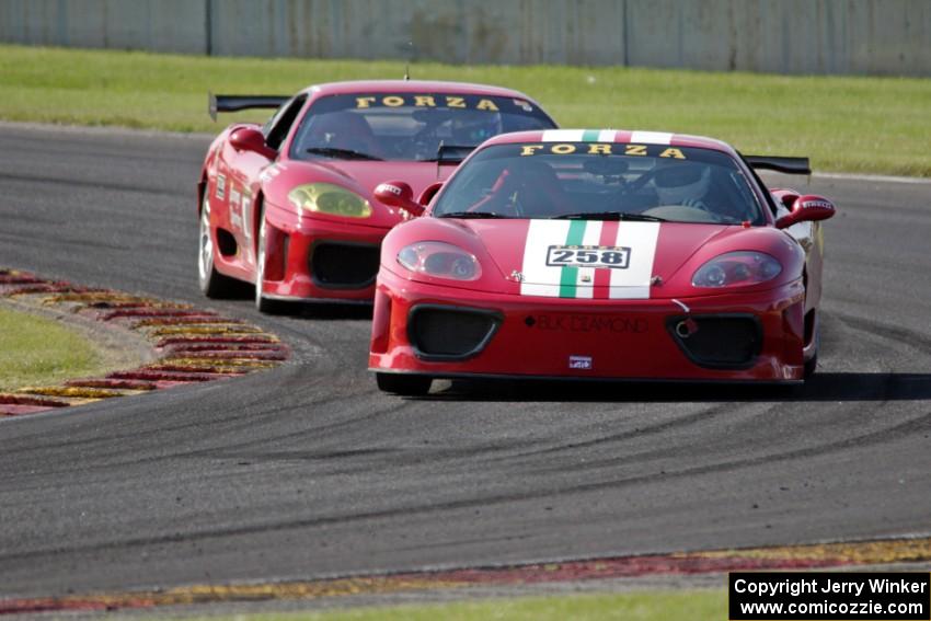 Nick Ferraro's Ferrari F360 and John Herlihy's Ferrari F360