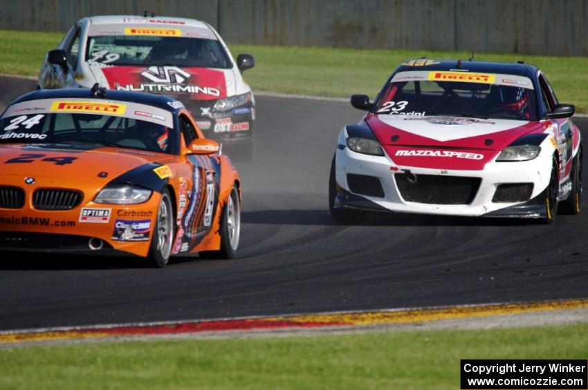 Toby Grahovec's BMW Z4, Gino Carini's Mazda RX-8 and Patrick Seguin's Honda Civic Si