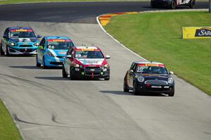 Travis Washay's MINI Cooper, Johan Schwartz's Chevy Sonic, Randy Smith's Honda Fit and Van Svenson's Chevy Sonic