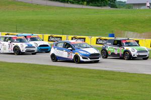 Jason Fichter's MINI Cooper, Marc Sherrin's Ford Fiesta, P.J. Groenke's MINI Cooper and Tom Noble's MINI Cooper