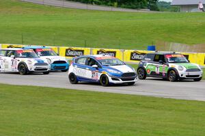 Jason Fichter's MINI Cooper, Marc Sherrin's Ford Fiesta, P.J. Groenke's MINI Cooper and Tom Noble's MINI Cooper