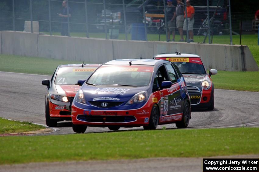 Glenn Nixon's Honda Fit, Ron Yarab's Honda Civic Si and Andrei Kisel's MINI Cooper