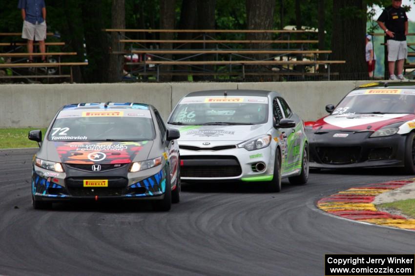 Emilee Tominovich's Honda Civic Si, Jason Wolfe's Kia Forte Koup and Gino Carini's Mazda RX-8