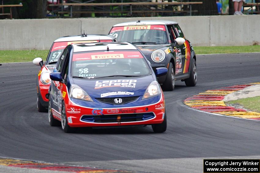 Glenn Nixon's Honda Fit, Andrei Kisel's MINI Cooper and Travis Washay's MINI Cooper