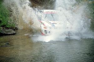 Jeremy Easson / Mark Williams Mitsubishi Lancer Evo VI at the flying finish of Stony Crossing, SS1.